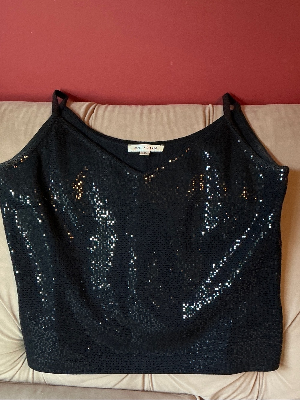St. John Wool Sequin Camisole with Thin Straps